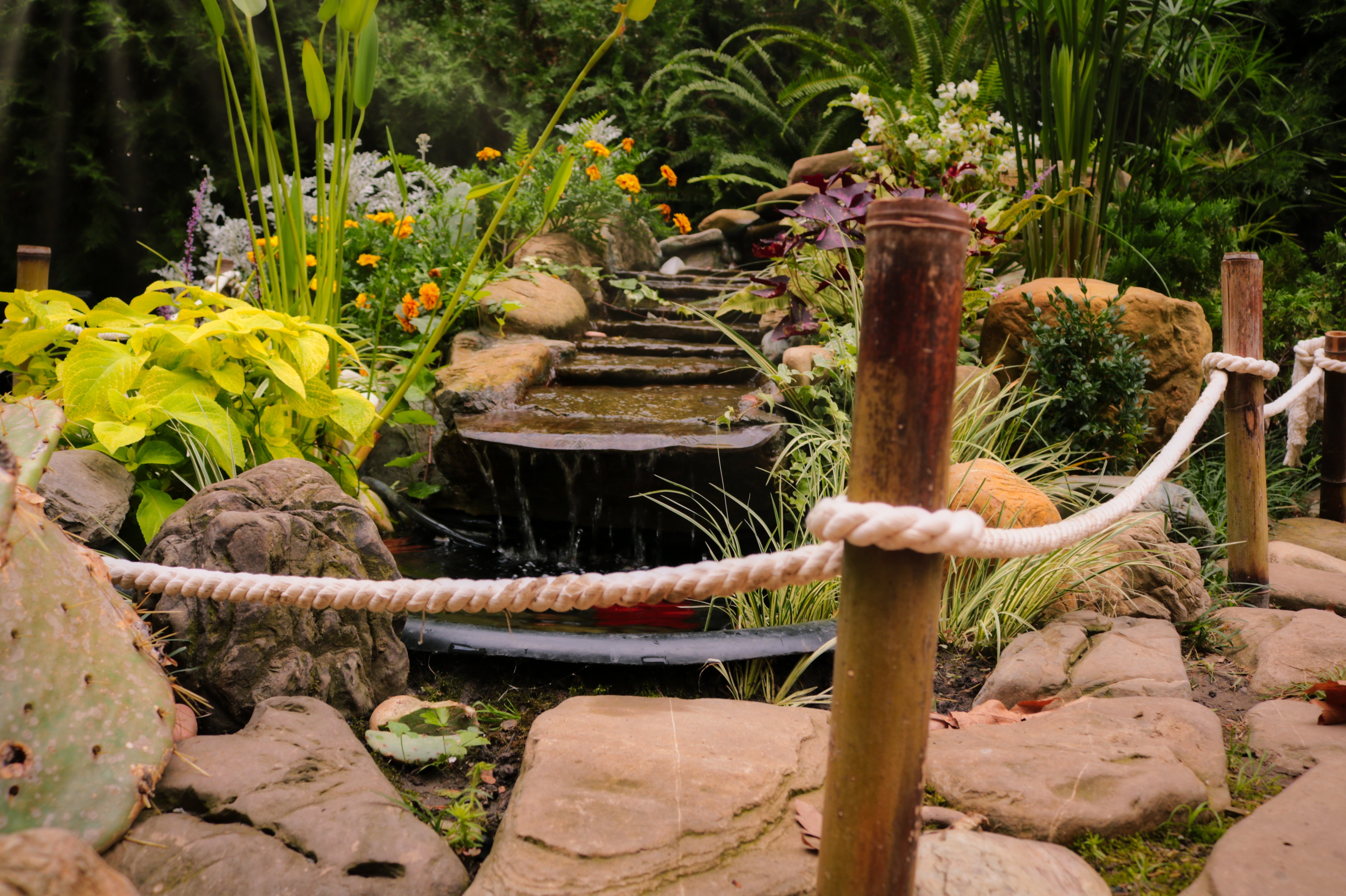 Rope fencing for gardens