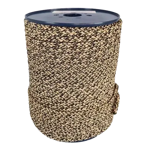 Spool of 10mm braided camouflage cord on a white background