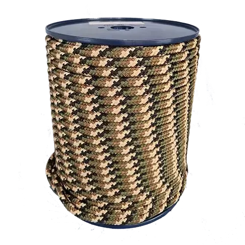 Spool of 12mm braided rope with a camouflage pattern on a white background