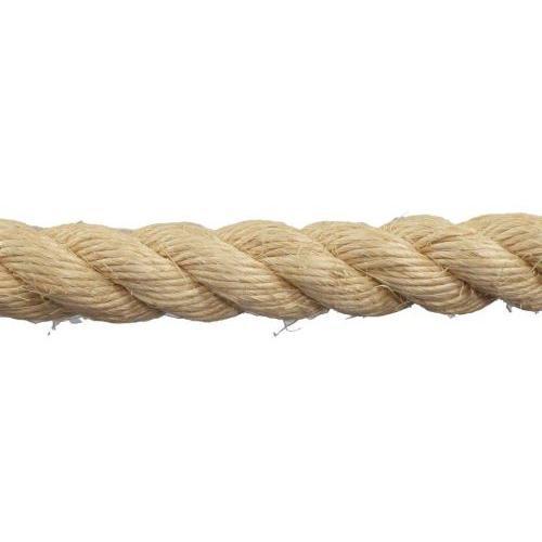 Close-up of 32mm natural sisal rope on a white background