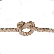 Natural rope with a knot on a white background