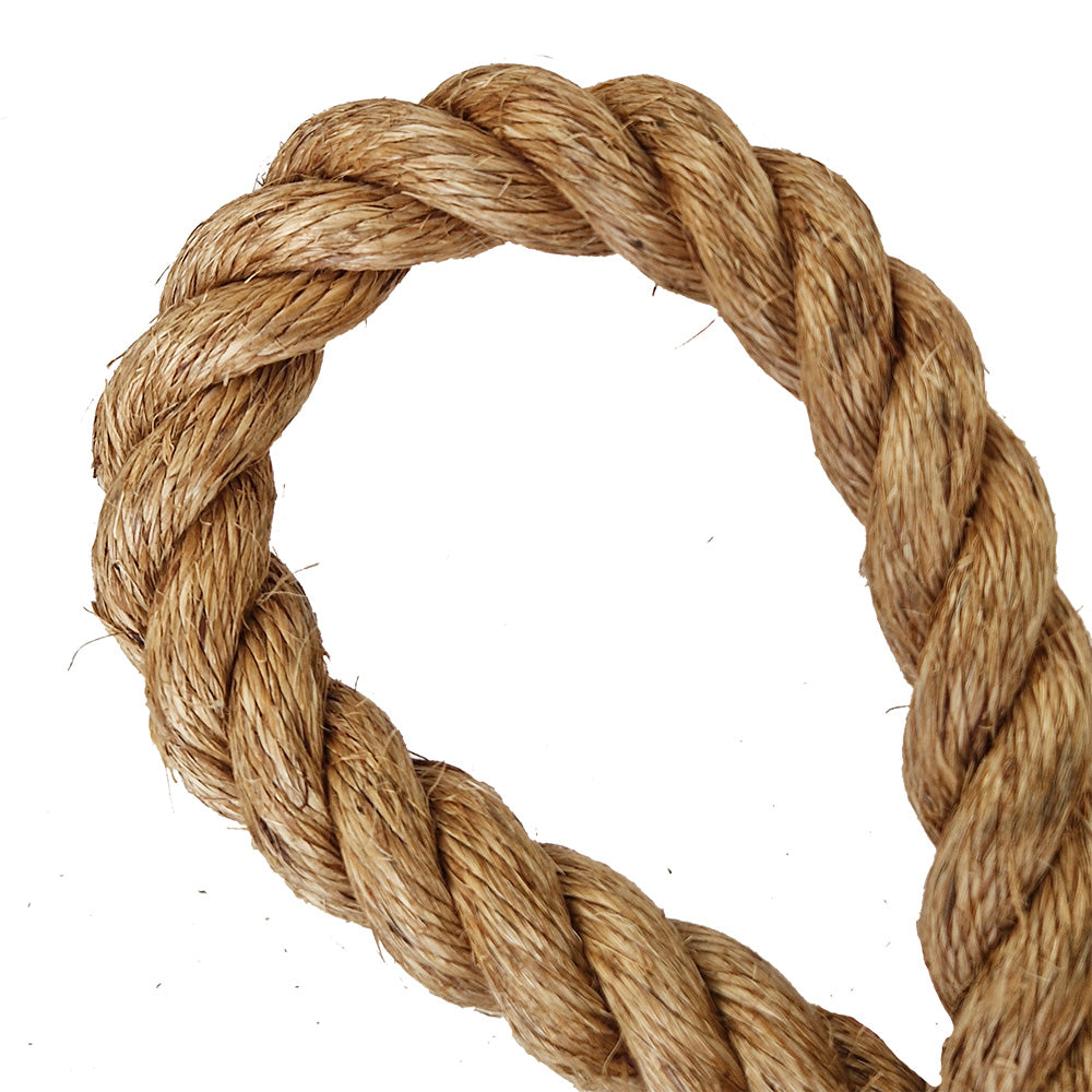Close-up of a Loop of brown natural rope on a white background