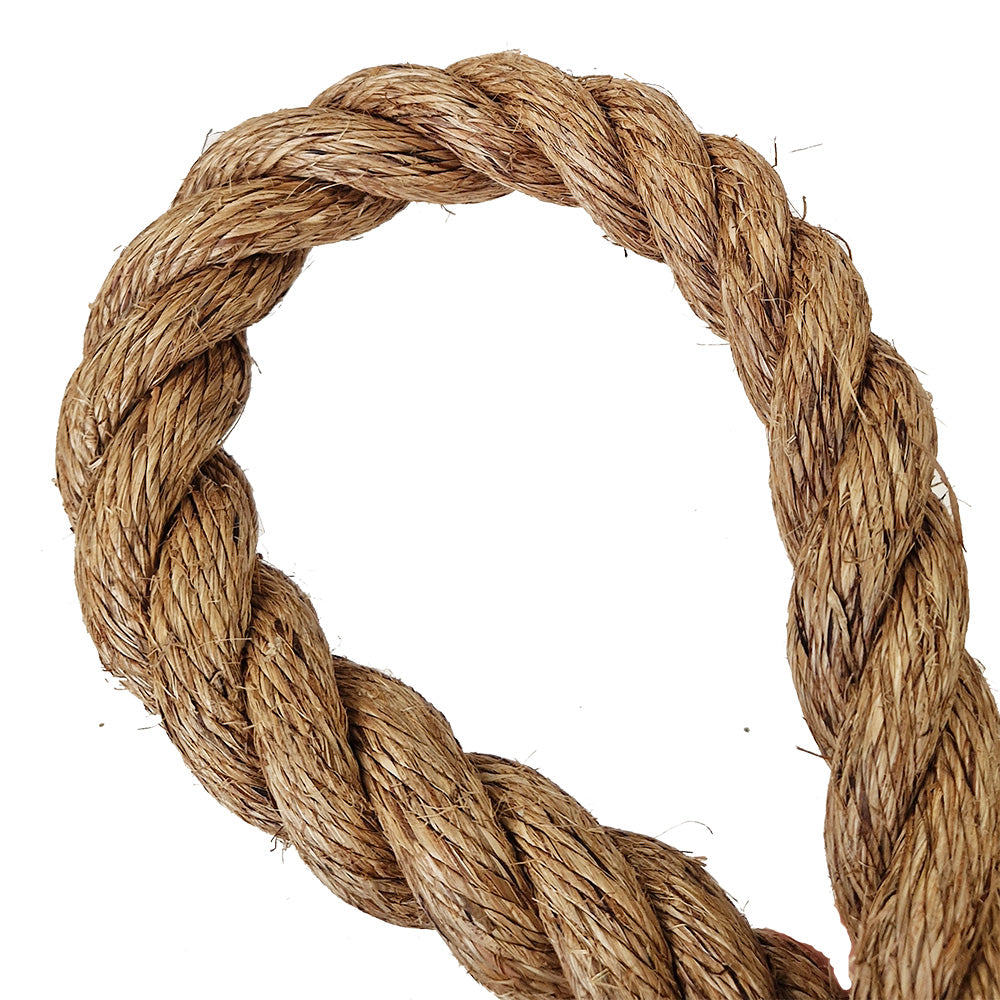 Close-up of a Loop of brown natural rope on a white background