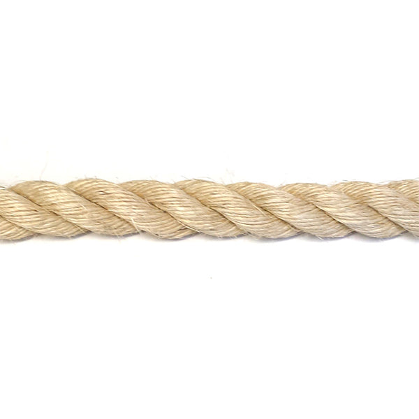 Close-up of 32mm sisal rope on a white background
