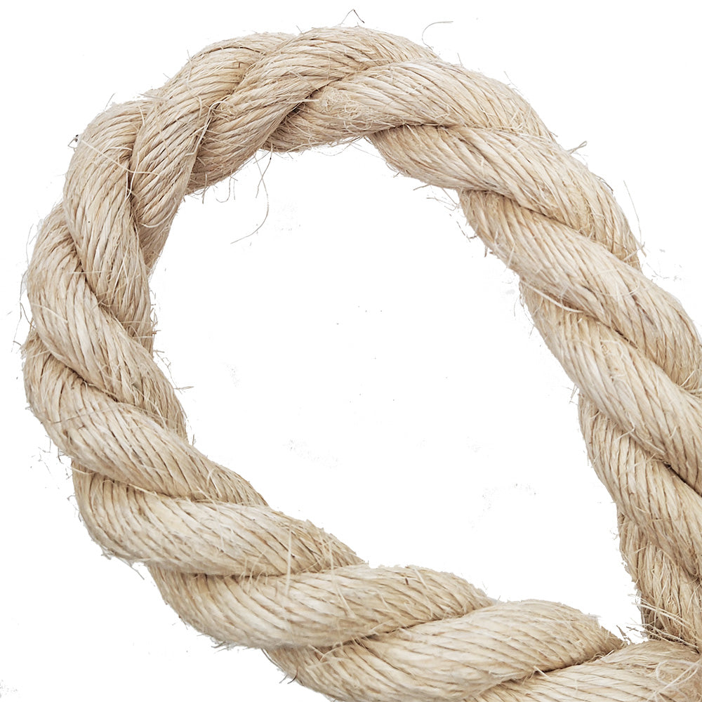 Close-up of a natural sisal rope on a white background