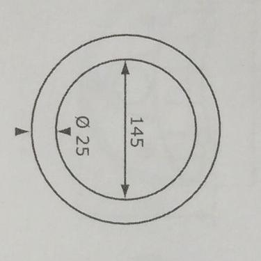Technical drawing of a wooden gym ring with dimensions