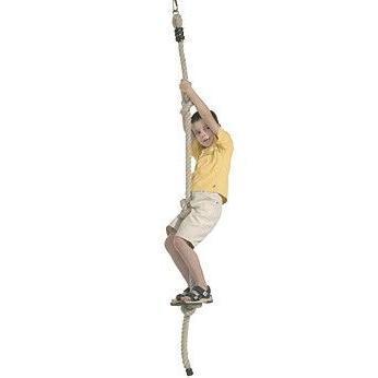 child climbing a rope on a white background