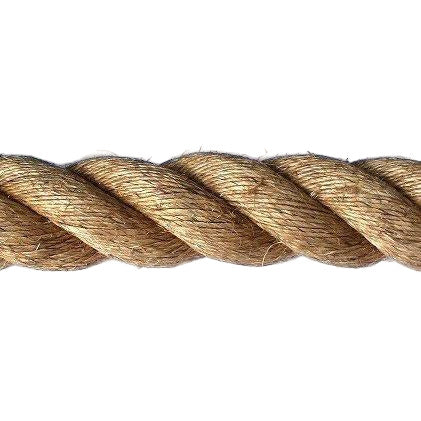 Close-up of brown 60mm natural manila rope on a white background