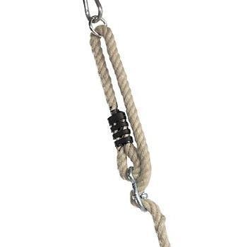 close-up of rope height adjustment system for swings