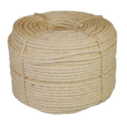 Coil of natural fiber 10mm sisal rope on a white background
