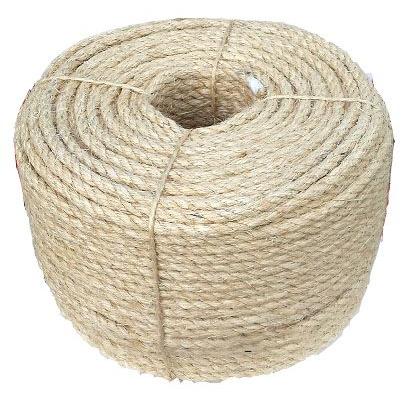 Coil of natural fiber 12mm sisal rope on a white background