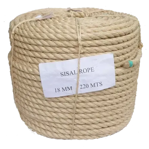 Coil of natural fiber 18mm sisal rope on a white background