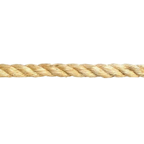 Close-up of a piece of 20mm natural sisal rope on a white background