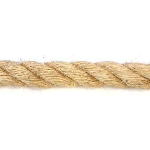 Close-up of 36mm natural sisal rope on a white background