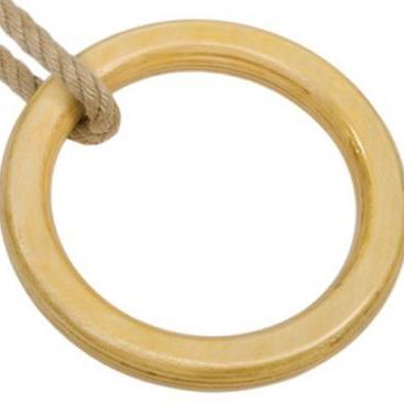 Wooden ring with a rope on a white background
