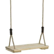 Wooden swing with ropes on a white background