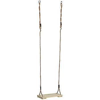 Wooden swing with ropes on a white background