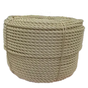 Coil of beige 10mm synthetic sisal rope on a white background.