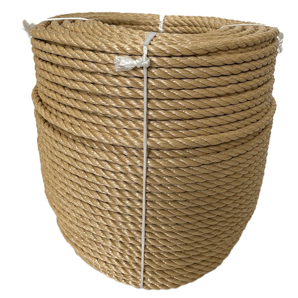 A 220m coil of 10mm beige polypropylene rope