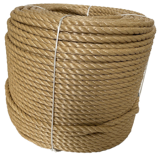A 220m coil of 12mm beige polypropylene rope