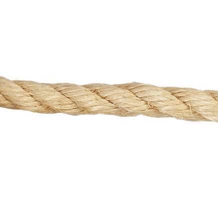 Close-up of a piece of 16mm natural sisal rope on a white background