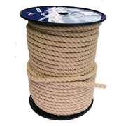 Spool of beige 14mm classic polyester rope on a white background