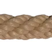 Close-up of 65mm synthetic hemp rope on a white background