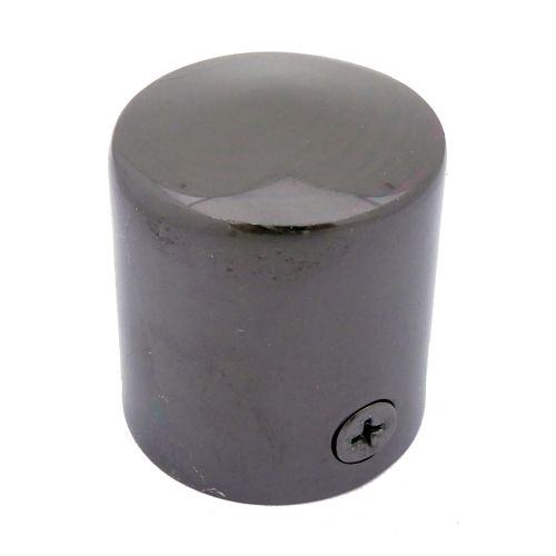 A glossy back nickel cap end with a counter sunk screw for securing rope