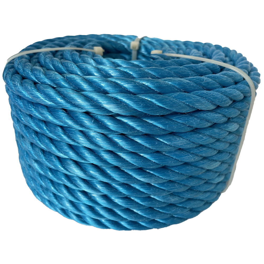 Blue rope coil on a white background
