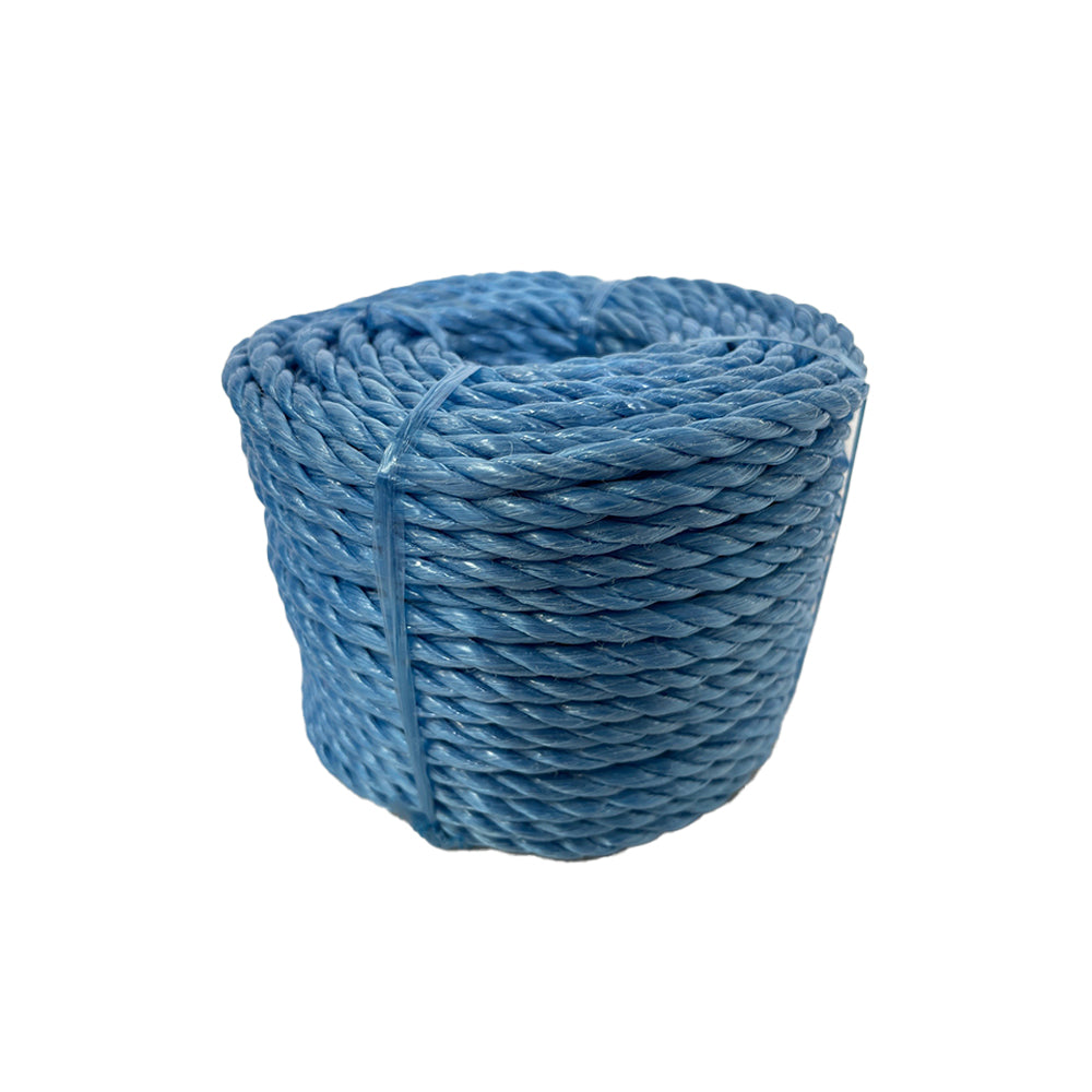 Blue rope coil on a white background