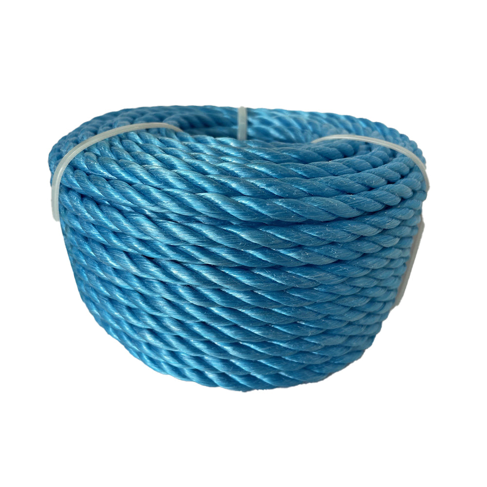 Blue rope coil on a white background