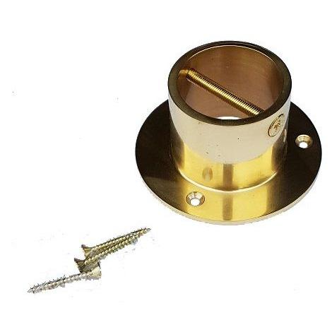 Brass rope post fitting with screws on a white background
