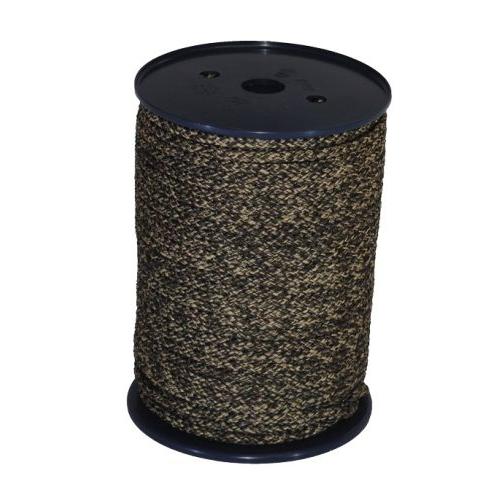 Spool of 6mm braided camouflage cord on a white background