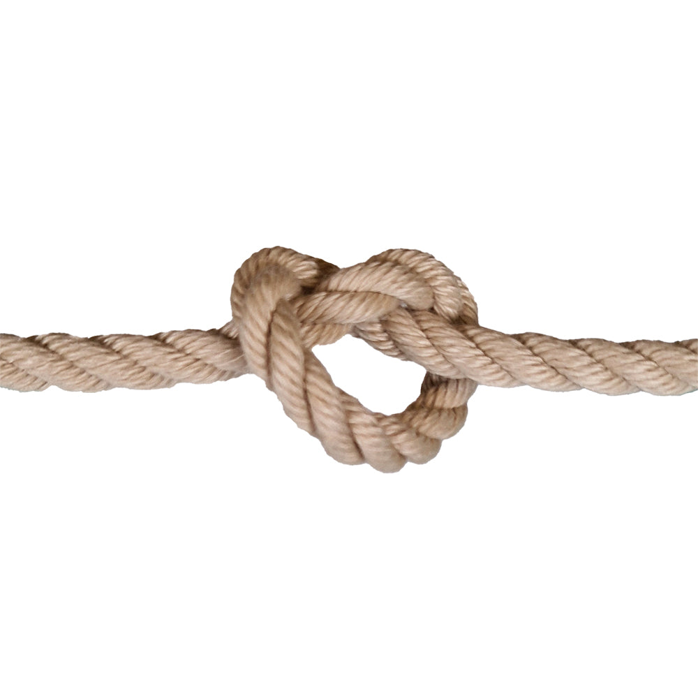 Natural rope with a knot on a white background