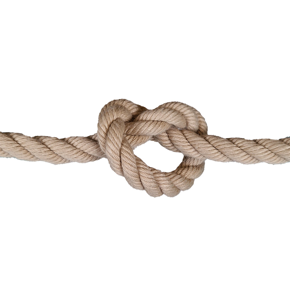 Natural rope with a knot on a white background