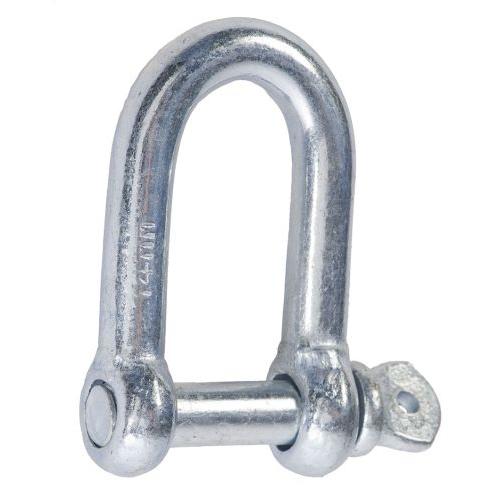 Metal dee shackle on a white background