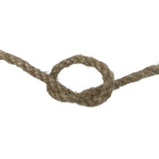 Close-up of a knot in a flax hemp rope on a white background