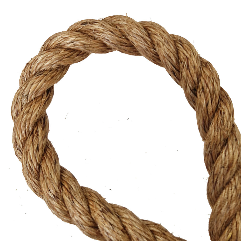 Close-up of a Loop of brown natural rope on a white background