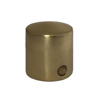 Brass cylindrical object with a threaded end on a white background