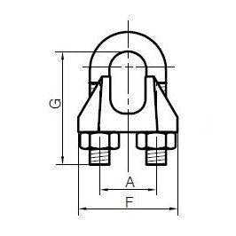 Technical drawing of a rope grip with labeled dimensions on a white background.
