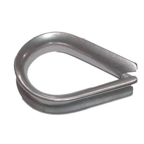 Heart shaped stainless steel thimble for rope with a white background.