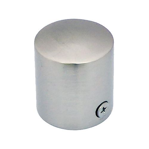 A satin chrome cap end for rope, with a visible cross screw on one side.