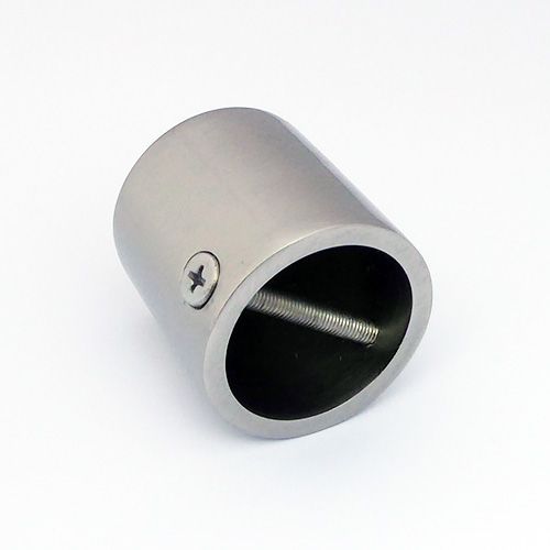 A satin chrome cap end with a cross screw for securing rope