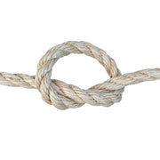 Tight knot made of natural sisal rope on a white background