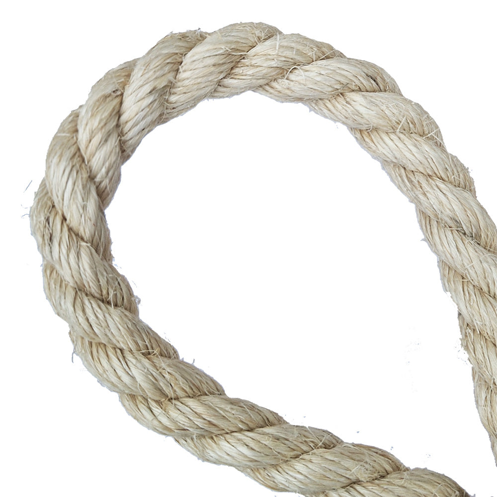Close-up of a natural sisal rope on a white background