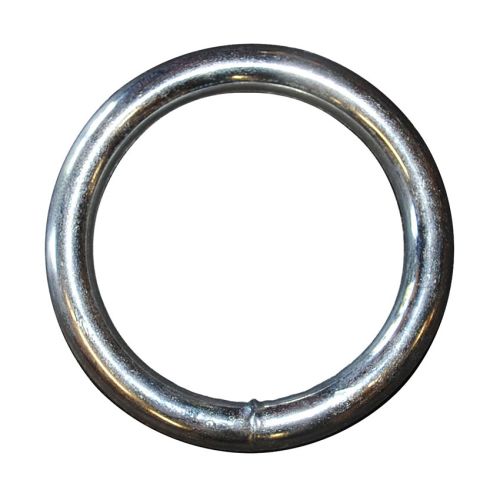 A silver-colored 8mm welded steel ring with a visible seam, on a white background