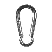 Metal carabiner on a white background