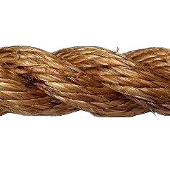 Close-up of brown 24mm natural manila rope on a white background