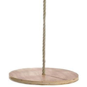 Wooden swing seat with a rope on a white background