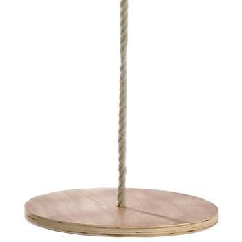 Wooden swing seat with a rope on a white background